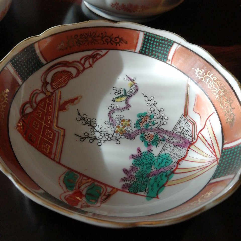 Imari 5 Pieces Of GoldColored Brocade Plates, 15.5Cm, Meiji Period