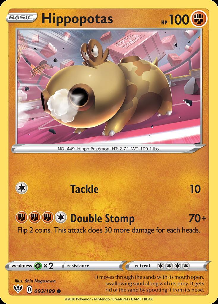 Pokemon Hippopotas (93/202) Darkness Ablaze LP REVERSE HOLO