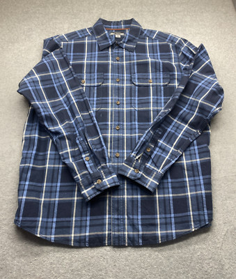 Gander Mountain Shirt Mens Extra Large Long Sleeve Button Up Blue Plaid Pockets