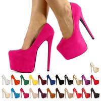 Womens Stiletto Platform High Heels Ladies Slip On Wedding Prom Party Court Shoe