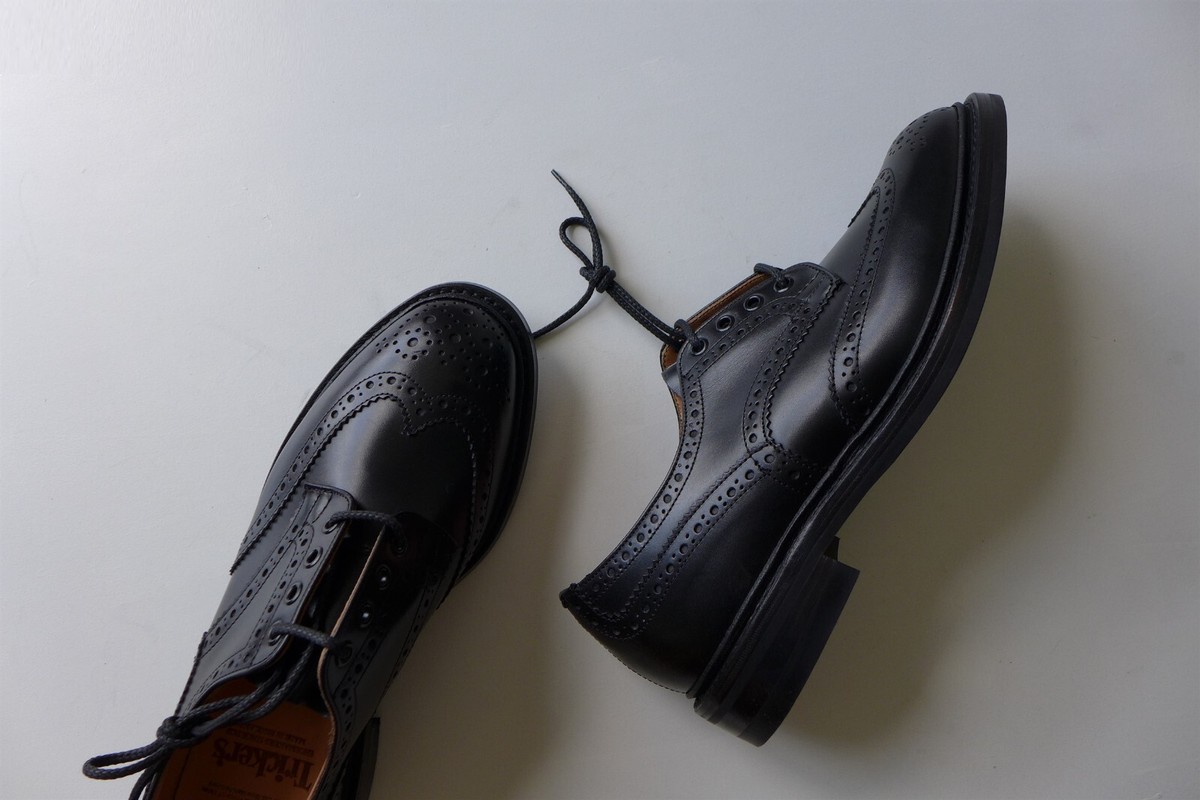 Tricker's Bourton Brogue Shoes Black Calf Leather - UK 8, 9 Tricker's Bourton Brogue Shoes Black Calf Leather - UK 8, 9