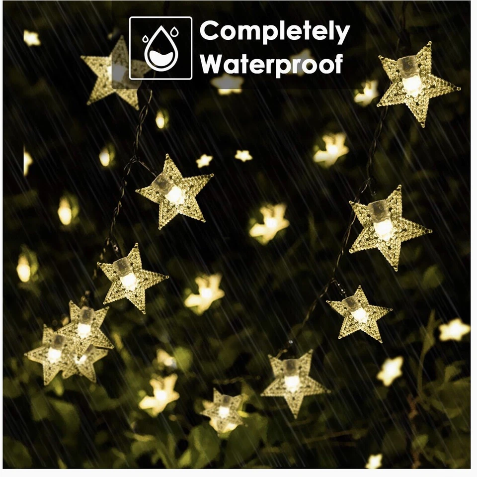 Cadena de luces solares centelleantes 40 pies 100 LED y 8 modos luces de hadas con energía solar Foto 2 de 4