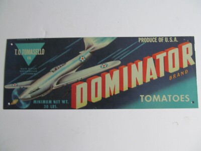 Dominator Brand T.O. Tomasello Tomatoes Repro Metal Sign 4.5 '' x 12 ''