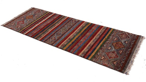 Khorjin Shaal Teppich 80x220 Handgeknüpft Läufer Blau Umrandung Orientalisch - Picture 4 of 8