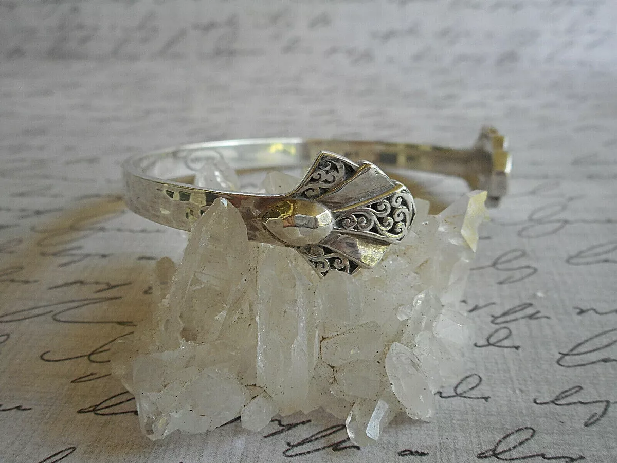 Lois Hill Hammered Sterling Silver Filigree Fan Cuff Bracelet K39