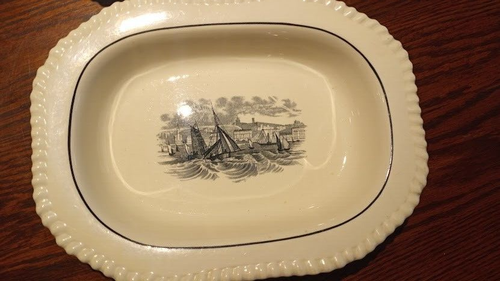 Set of TWO Copeland Spode Black Albion Ships Serving Vegetable Bowls Ships (8A) - Picture 3 of 7
