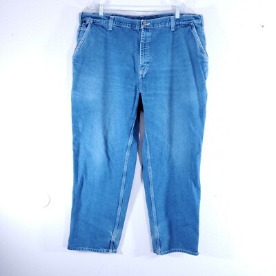 Carhartt Carpenter Jeans Mens 44X32 Blue Denim Fire Resistance Distressed 