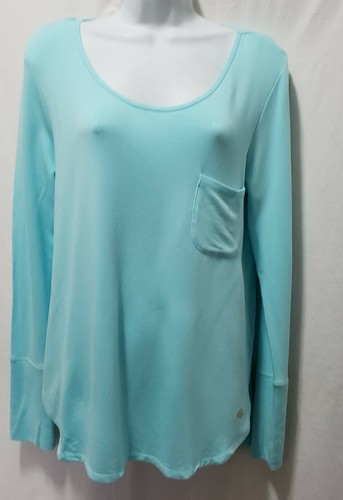 Lilly Pulitzer Top Womens Medium Teal Luxletic Pullover Tunic Cotton