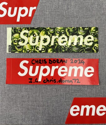 Supreme 2018 Skulls Glow In The Dark Box Logo Sticker Rare Liquid blue