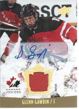 2015-16 UD Team Canada Juniors GLENN GAWDIN #133 Auto Patch 185/199