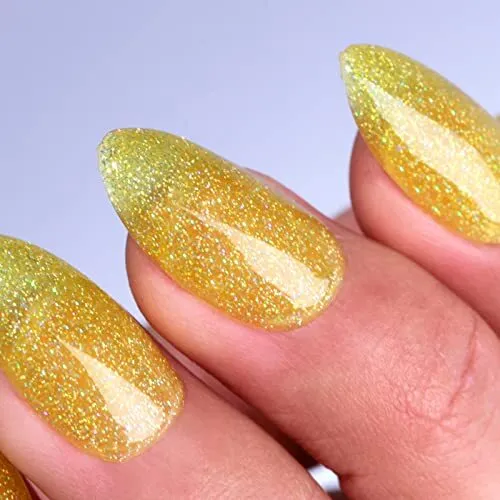Glitter Gel Nail Polish, 1 Pcs 0.5 Fl Oz Yellow Glitter A-12-Yellow Glitter
