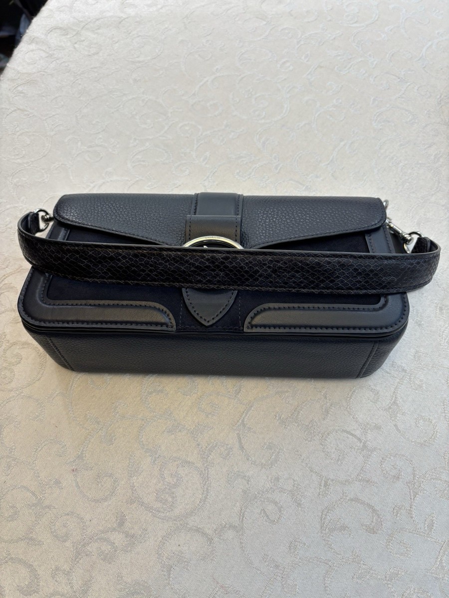 Coach Georgie Midnight Navy Suede C1573 Shoulder Bag w/dust bag | eBay
