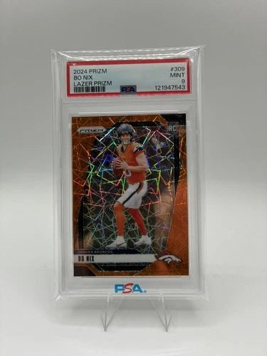 2024 Panini Prizm Orange Laser Prizm  Football Bo Nix RC #309 PSA 9