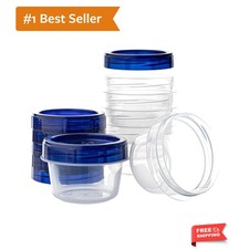 Deli Containers Clear bottom With blue Top Twist on Lids Reusable, Stackable,...