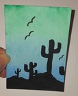 ACEO Original galaxy cactus Acrylic painting.