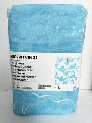 Ikea ANGSVITVINGE Full/Queen Duvet cover and pillowcases blue/white - NEW