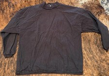 Vintage 90s Neoman Blank Mock Neck Long Sleeve Shirt Black XL Made In USA Boxy