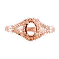 Semi Mount Oval 5X7MM Solitaire Accents Ring 925 Sterling Silver Rose Plated