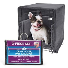 Pet Dreams 3 Piece Set Includes Dog Crate Cover, Dog Mat  Bumper Pad Washable