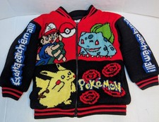 Rare Vintage Pokemon Knitted Sweater Zip Up Jacket Child Medium Gotta Catch 'Em