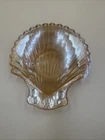 Vintage CARNIVAL Glass Clam Shell Seashell Shaped Dish Trinket Peach Soap Dish