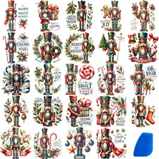 24 Sheets Vintage Christmas Rub on Transfers for Crafts, Rub on Transfers Christ