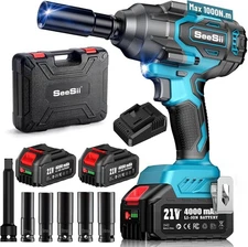 Seesii 1000N.m (738ft-lbs) Cordless Impact Wrench High Torque,1/2" Brushless Imp