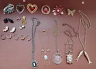 Grandmas Vintage Costume Jewelry Lot Rings Necklaces Brooches Earings Rhinestone