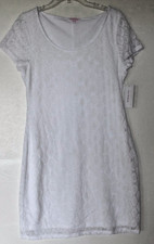 Isaac Mizrahi NWT Women L White Lace Sheath Dress w/ Knit Lining