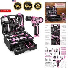 Pink Tool Kit Box Drill Set Cordless Power To...