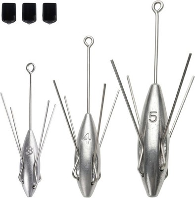 Sputnik Spider Sinkers, Surf Fishing Weights Kit 3/6PCS, 3-6oz | Long-tail lead