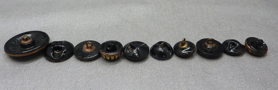 10 botones antiguos vintage de vidrio negro de 1/2" a 1" (juego 54) Foto 3 de 4