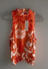 Rachel Zoe Floral Sleeveless Blouse Orange Small NWT