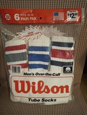 Vintage Men's Wilson 6 Pair Over The Calf Tube Socks USA Dead Stock Size 10-15