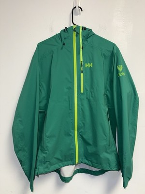 Helly Hansen ODIN Neon Green Jacket Windbreaker Rain Hooded Size Large