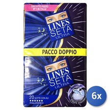 6x Lines Seta Ultra Notte Ali 20 Pezzi Assorbente