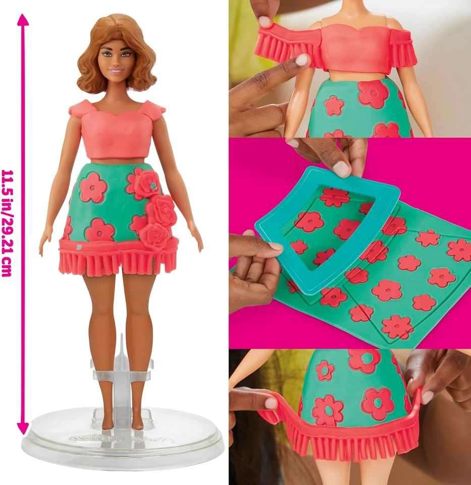 Juego de flores y flecos Barbie Play-Doh, hacer ropa para muñeca con compuesto de modelado Foto 2 de 4