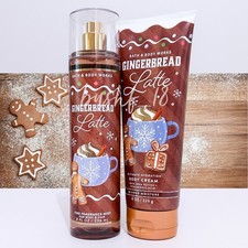 Bath  Body Works 2pc GINGERBREAD LATTE Fragrance Mist  Body Cream