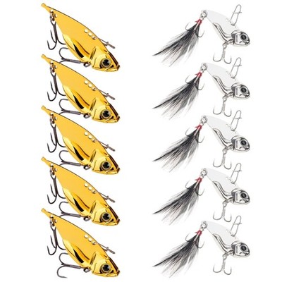 5Pcs Crankbait Metal Jig Spoon Lure 3D Eye Pencil Spoon Spinner Balancers