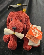 NEW Vintage RUSS BERRIE 20728 DIPLOMA DOG GRADUATION Burgundy Bean Bag Plush 6"
