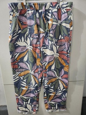 Nicole Miller Pants Womens XL Pullon Drawstring Taper Cuff Hem Floral Colorful