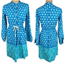 Anthropologie Blue and White Patterned Dress