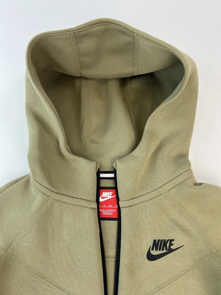 Nike Kids Sportswear Tech Fleece Neutral Olive Full-Zip Hoodie FD3285-276 Sz XS - Image 3 of 4