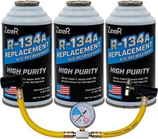 Zeror High Purity For Ac Recharge R 134a Refrigerant Replacement Cans 3 Can Kit