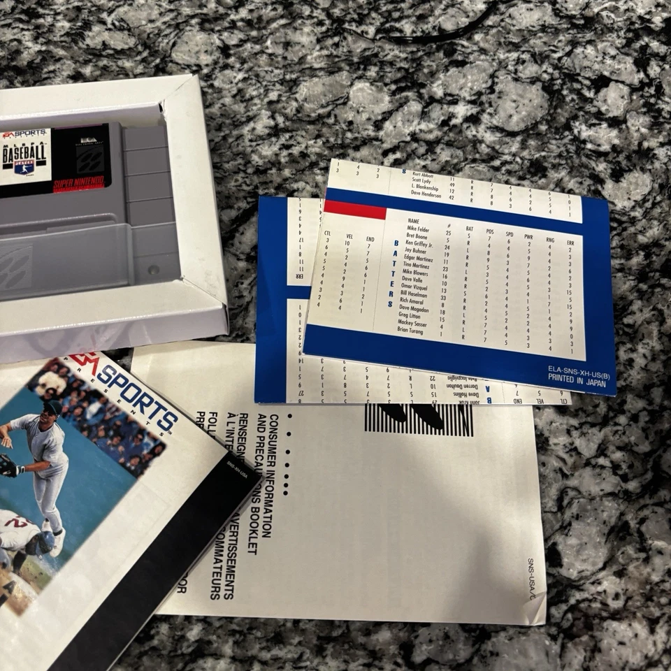 MLBPA Baseball (EA, 1994) SNES Complete w/ Stats  ~ - Image 3 of 4