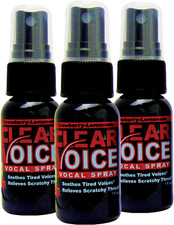 Clear Voice vocal throat spray, herbal voice support, singers speakers, 3 pack