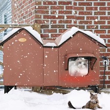 Extra Large Heated Cat House for Outside in Winter, Elevated Heated Outdoor