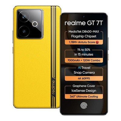 realme GT 7T 5G (Yellow,8GB+256GB) MediaTek D8400 MAX 6.8'' NFC Global Version.