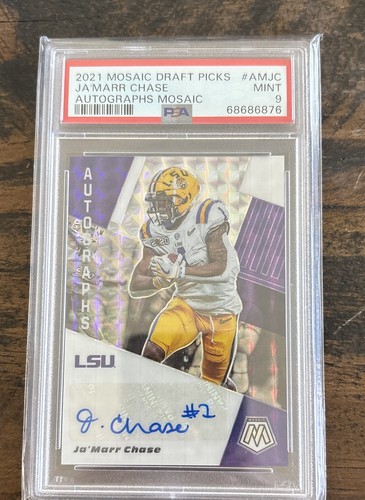 2021 Panini Mosaic Draft Picks - Autographs Mosaic Ja'Marr Chase #AM-JC PSA 9