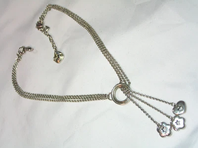 Brighton Argent Ton Triple Chaînes & Pendantes Pendentif Collier - Photo 1/4